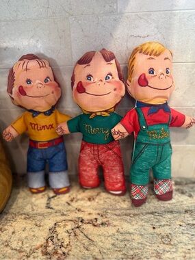 Vtg General Foods Advertising Doll Set 1953 Minx Merry Mike Cloth - Set Of 3